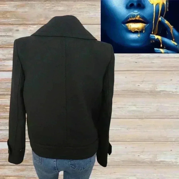 ZARA LADIES BLAZER JACKET COAT WOOL BLEND BLACK BOULE UK SIZE M - Picture 2 of 8